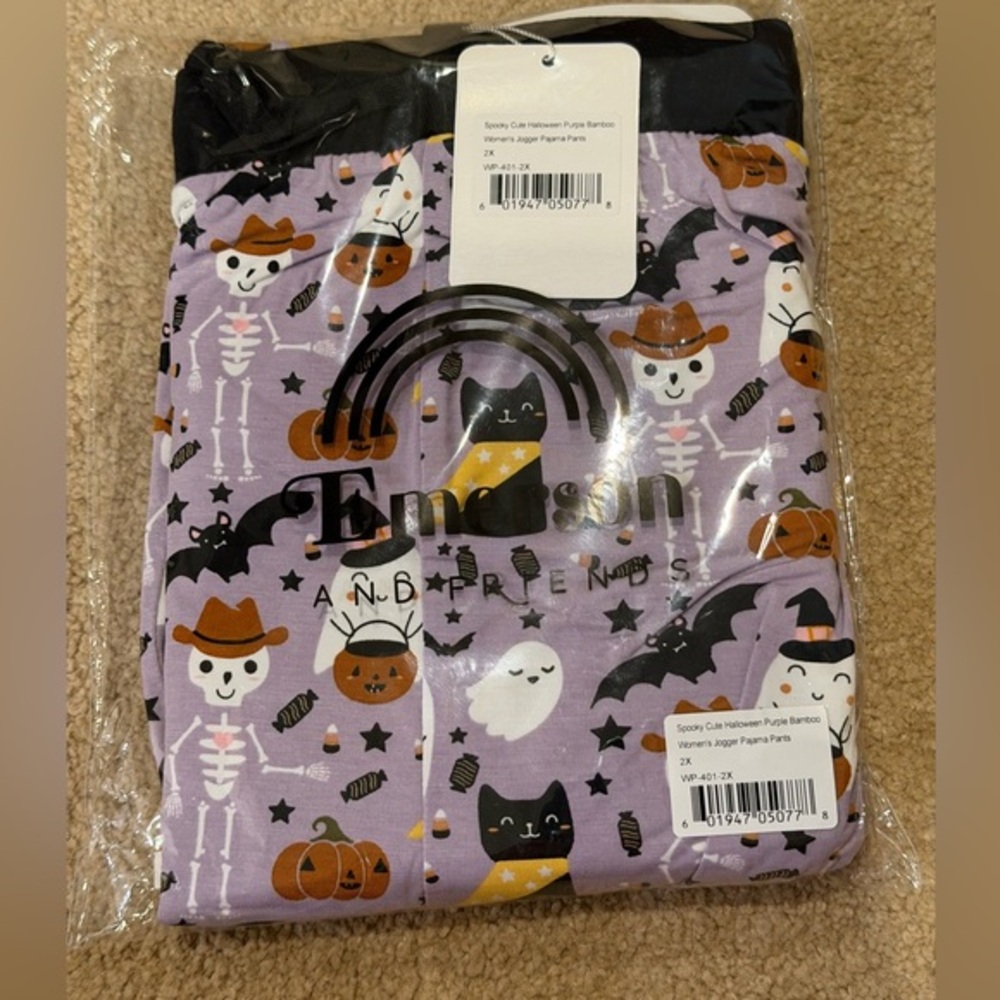 Emerson and friends spooky cute purple Halloween jogger pajama pants bamboo 2X